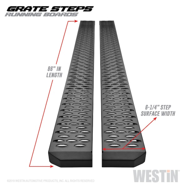 Westin Automotive TEXTURED BLACK RUNNING BOARDS 86 INCHES TEXTURED BLACK GRATE STEPS RUNNING BOARD (BRKT SOLD SEP) 27-74755 - main